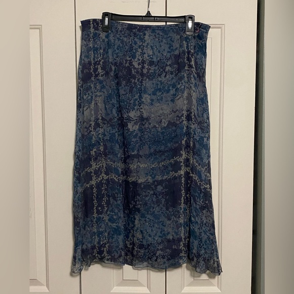 J. Jill Blue and Gray Midi Skirt Petite Large - Picture 1 of 5